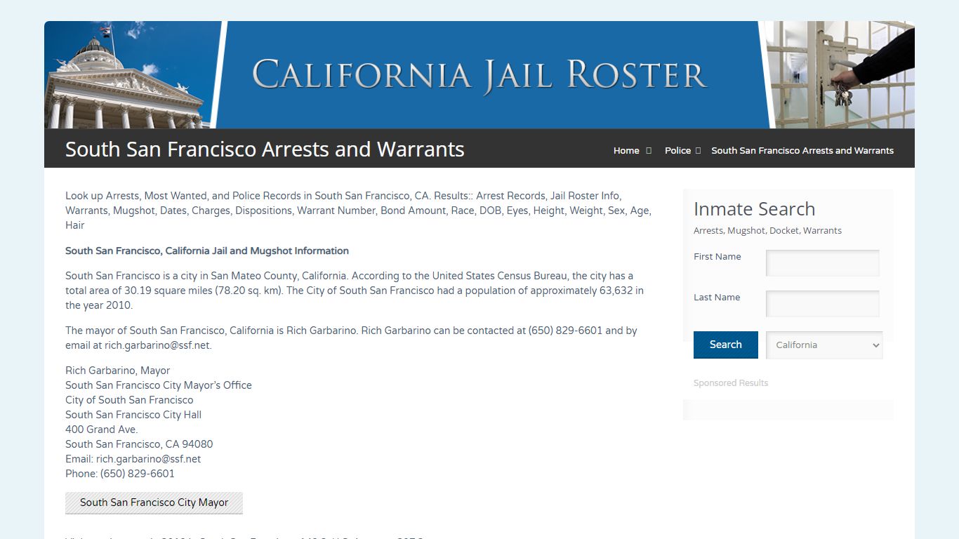 South San Francisco Arrests and Warrants | Jail Roster Search