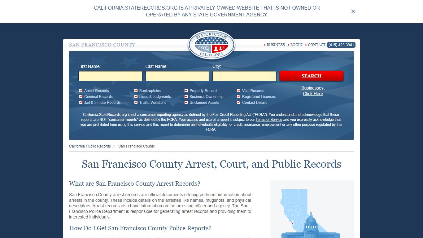 San Francisco County Arrest, Court, and Public Records